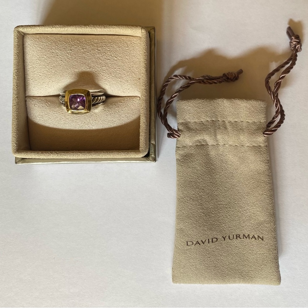 David Yurman Sterling Silver and 18k Gold Amethyst Ring, Size 6 - Picture 9 of 9